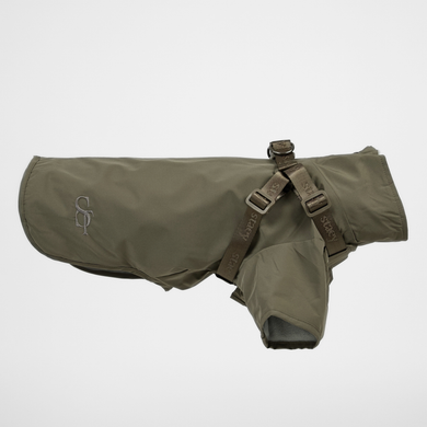 Leva hundkappa m. sele | Moss green