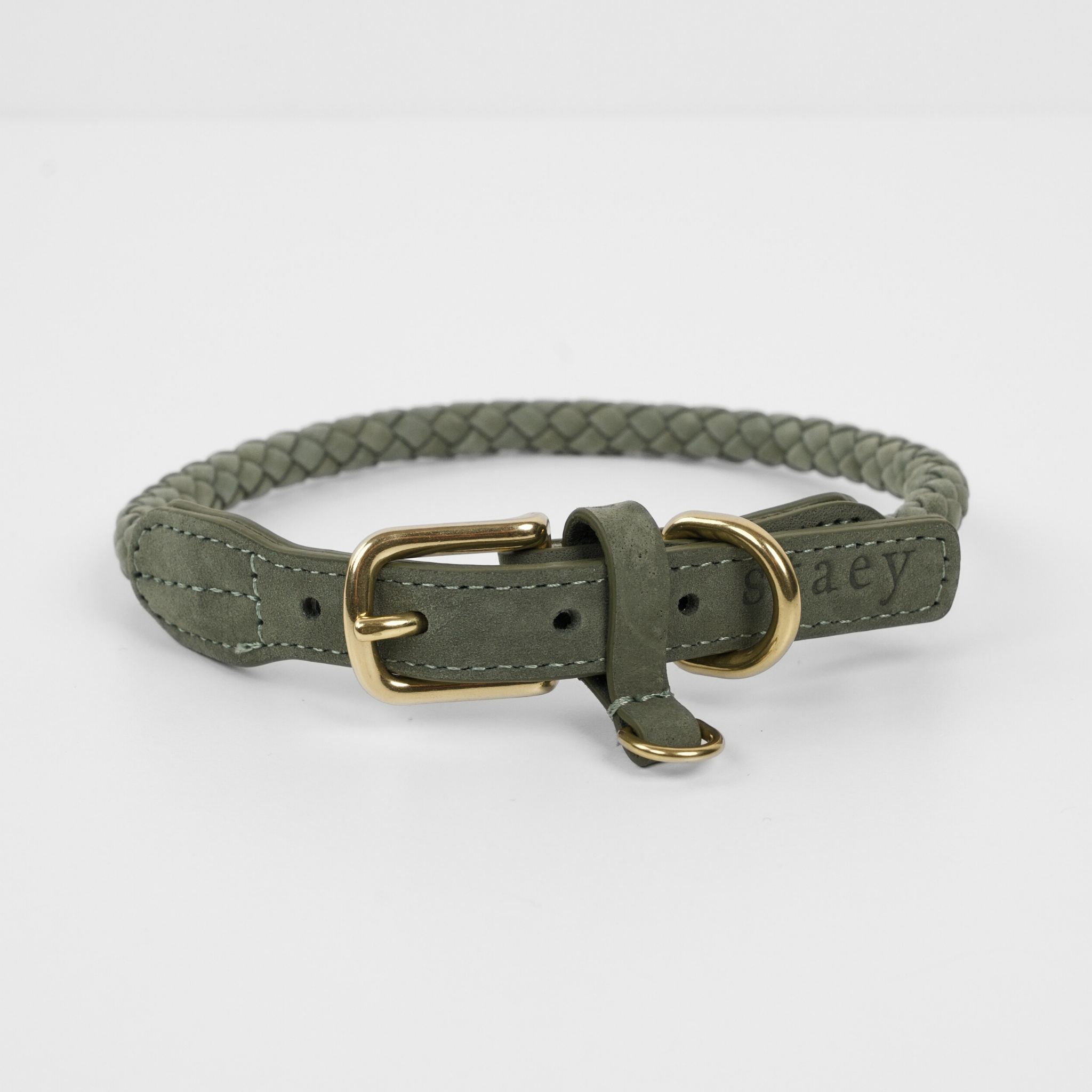 Kaia Braided Dog Collar | Moss Green