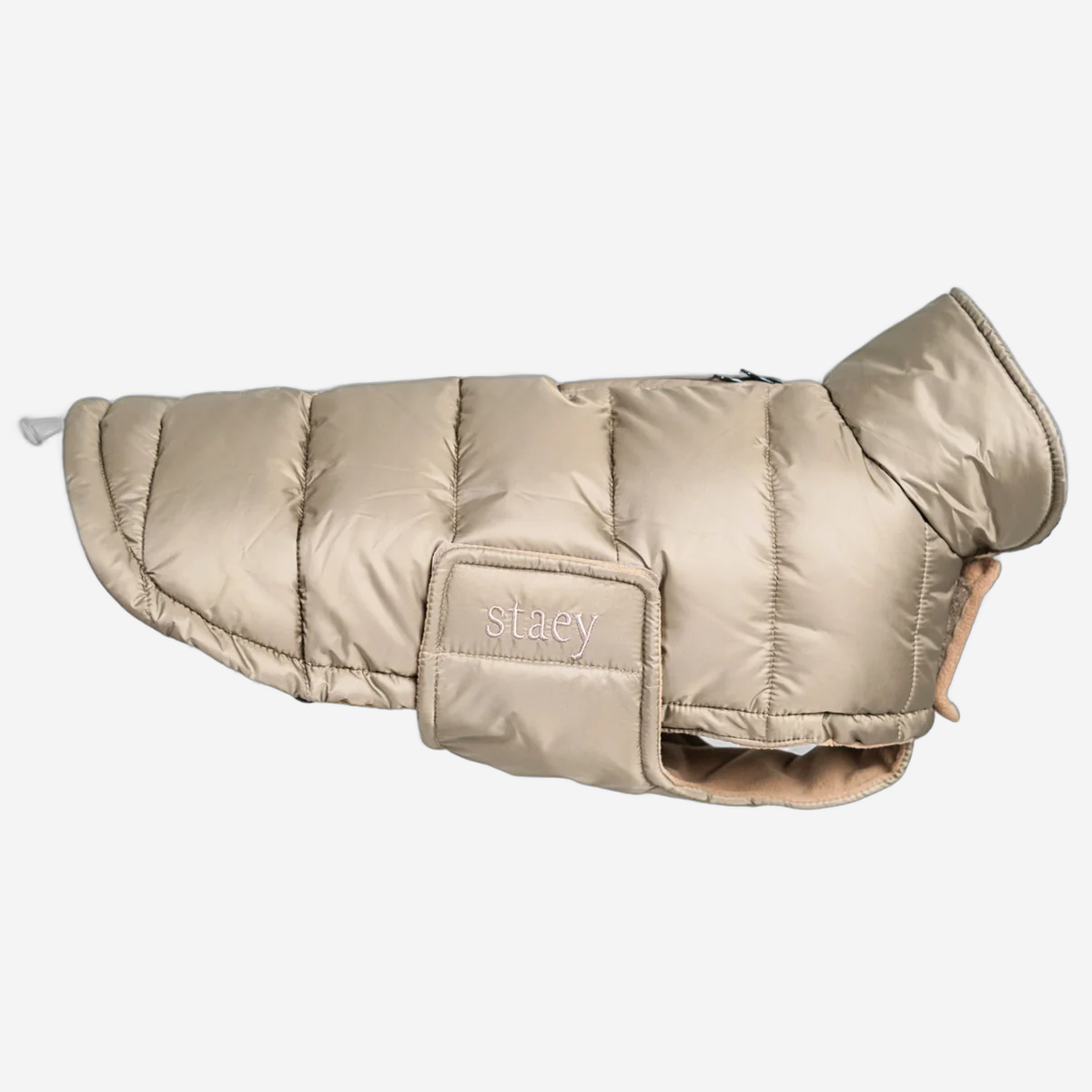 Nora quilted dog coat in nature beige, side view
