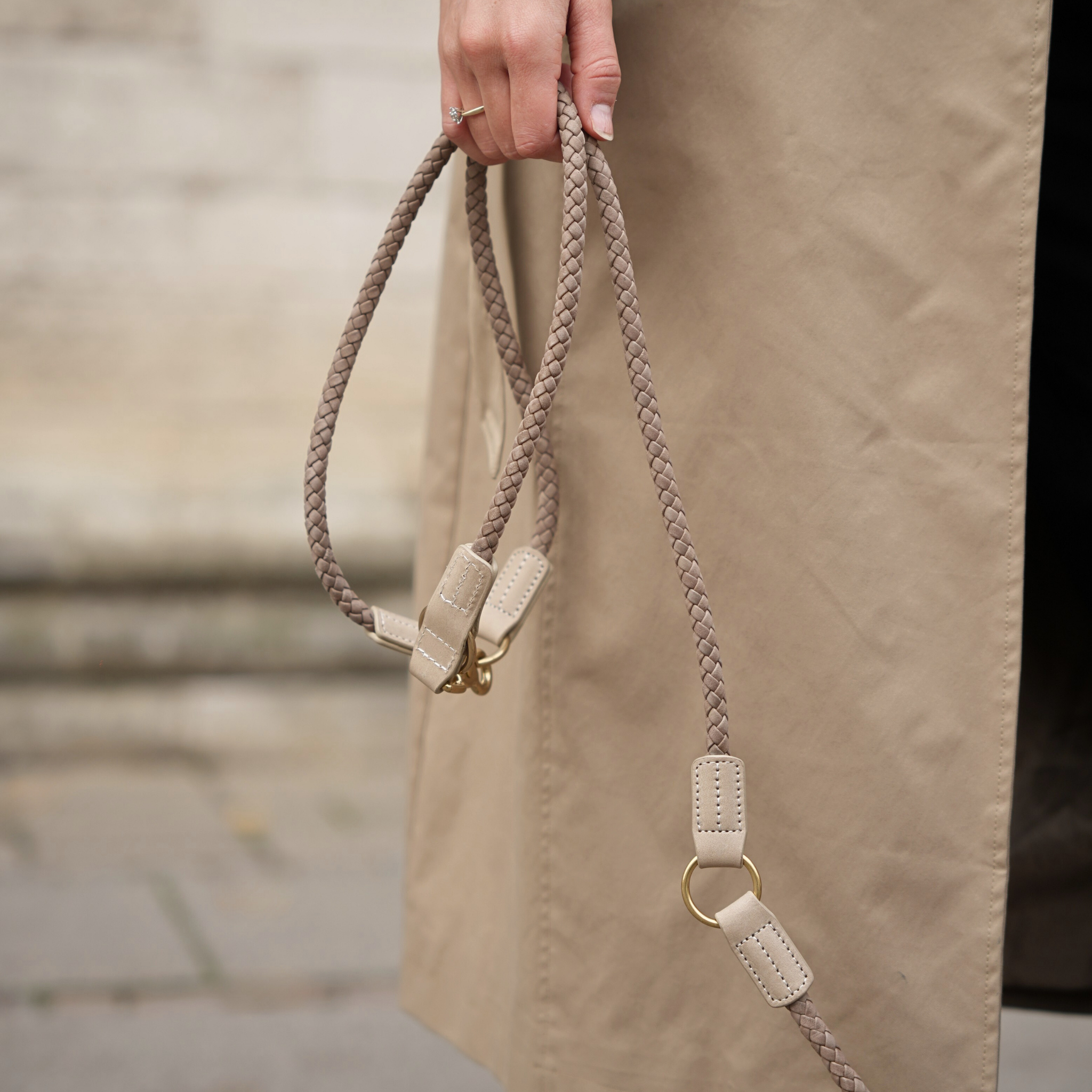 Kaia Flätat Hundkoppel | Taupe