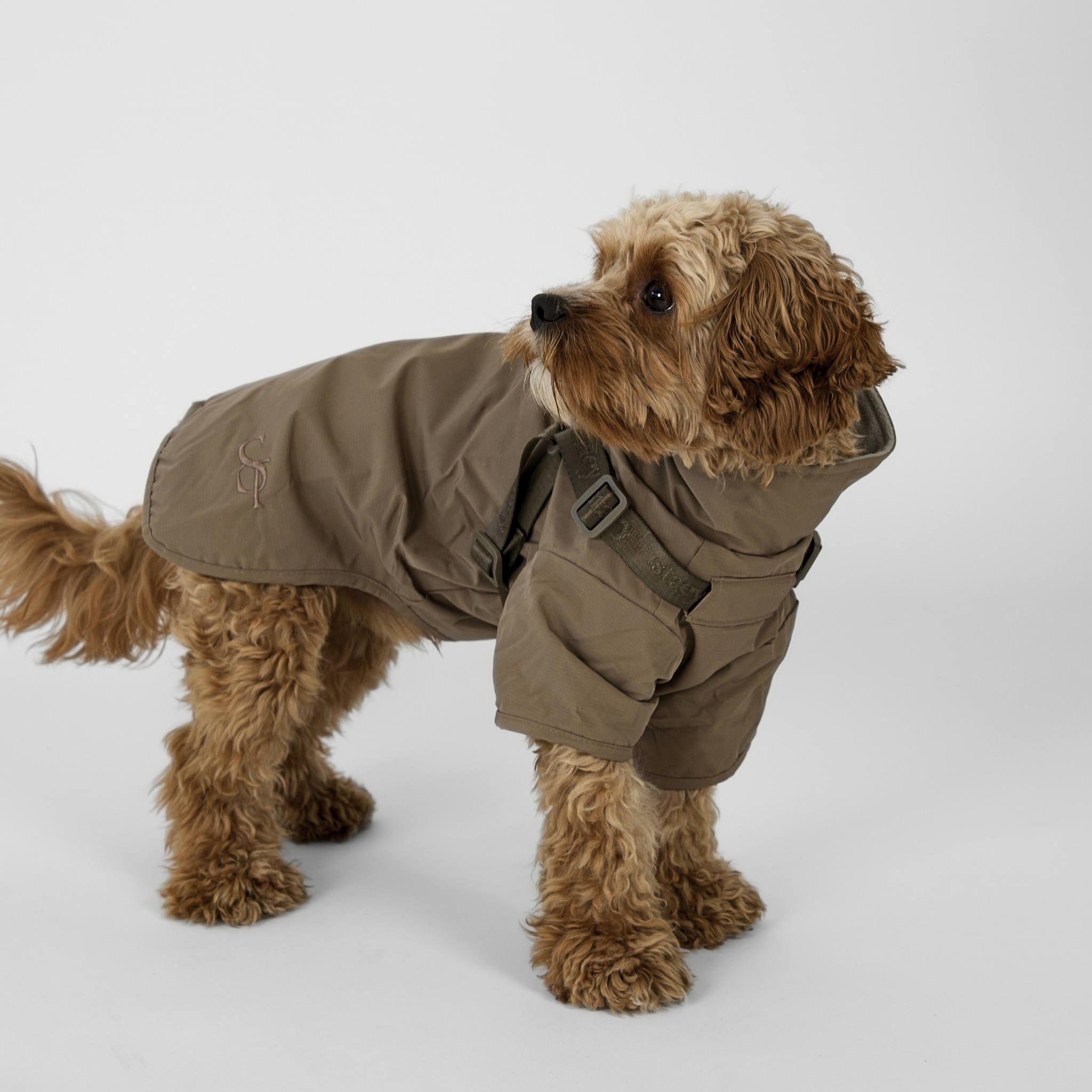 Leva hundkappa m. sele | Taupe