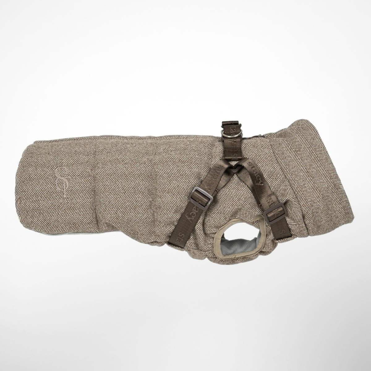 Vera Dog Coat w. Harness | Herringbone Mocca