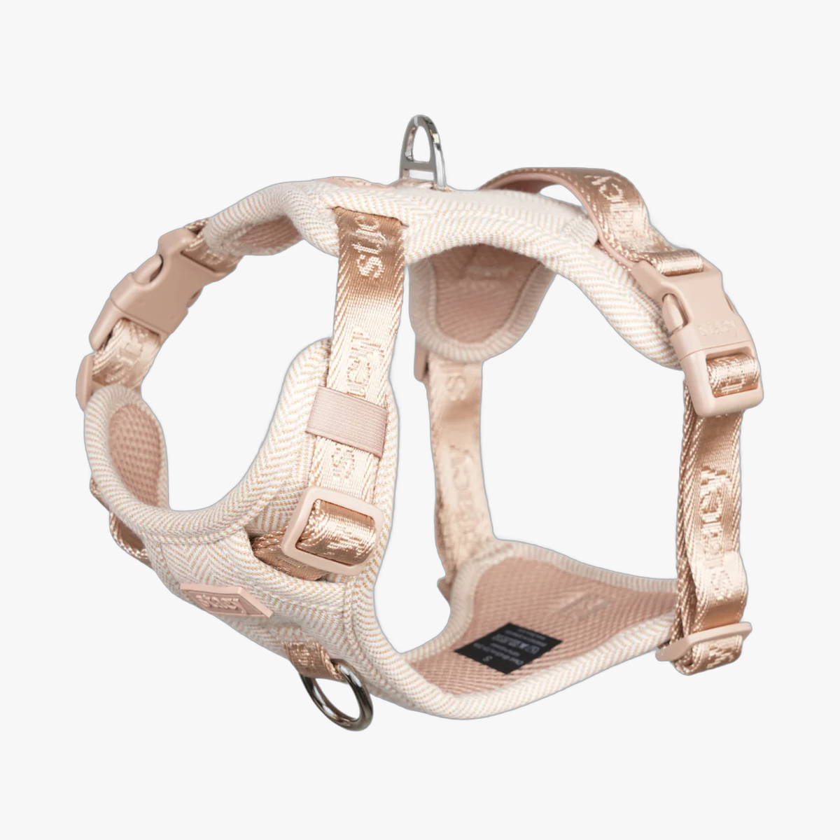 Elma-hundsele i light rose med roséguldspännen