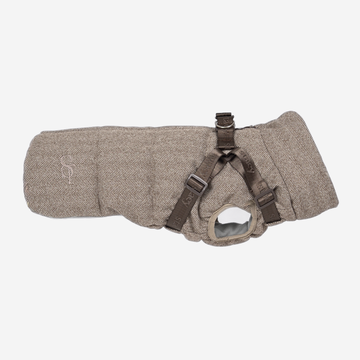 Vera hundkappa m. sele | Herringbone Mocca
